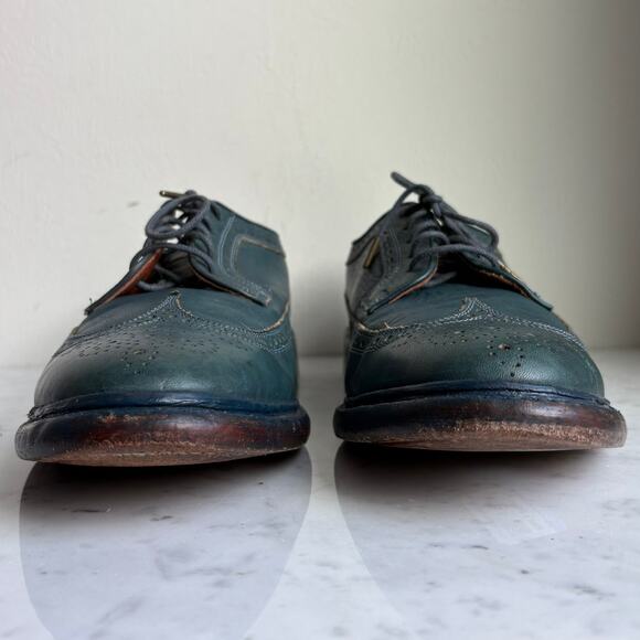 Florsheim by Duckie Brown Teal Leather Brogue Oxfords Men’s 10.5D Heritage Prep - Picture 6 of 16